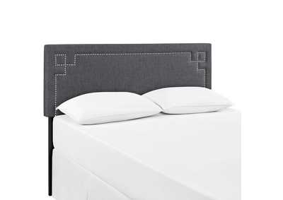 Image for Josie Gray Queen Upholstered Fabric Headboard