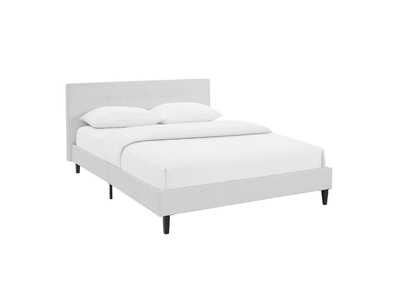 Image for White Linnea Queen Bed - Faux Leather