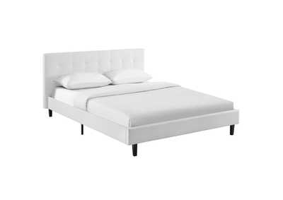 Image for White Linnea Queen Bed - Fabric