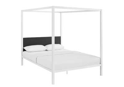 Image for White Gray Raina Queen Canopy Bed Frame