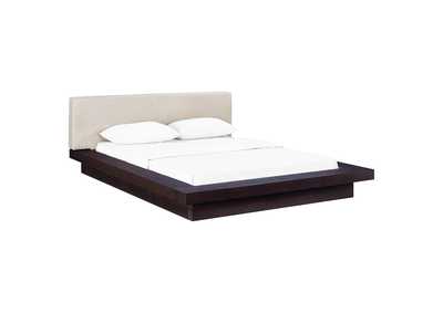 Image for Cappuccino Beige Freja Platform Queen Bed - Fabric