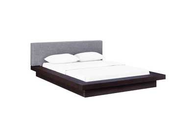 Image for Cappuccino Gray Freja Platform Queen Bed - Fabric