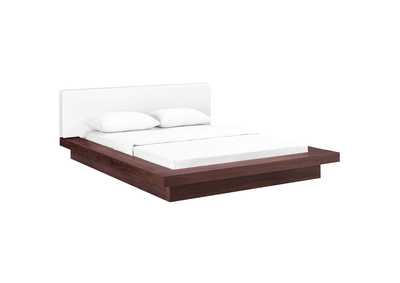 Image for Walnut White Freja Platform Queen Bed - Vinyl