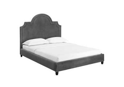 Image for Gray Primrose Queen Performance Velvet Platform Bed