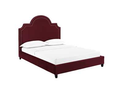 Image for Maroon Primrose Queen Performance Velvet Platform Bed