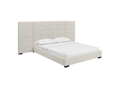 Image for Beige Sierra Queen Upholstered Fabric Platform Bed