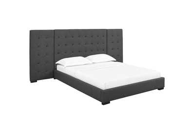 Image for Gray Sierra Queen Upholstered Fabric Platform Bed