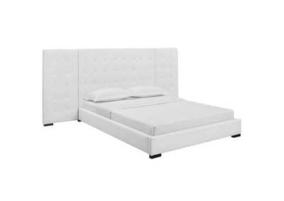 Image for White Sierra Queen Upholstered Fabric Platform Bed