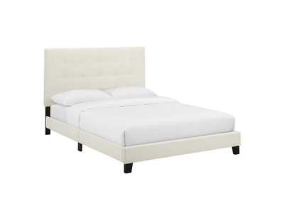 Image for Ivory Melanie Queen Tufted Button Upholstered Performance Velvet Platform Bed