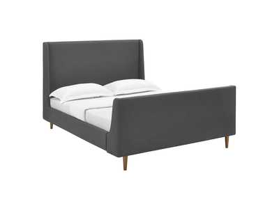 Image for Gray Aubree Queen Upholstered Fabric Sleigh Platform Bed