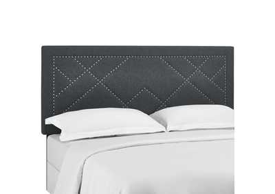 Image for Reese Gray Nailhead Full / Queen Upholstered Linen Fabric Headboard