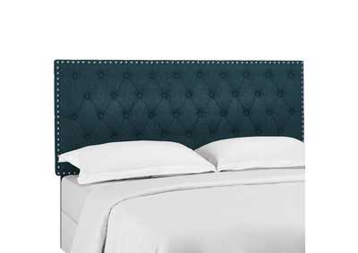 Image for Helena Azure Blue Tufted Twin Upholstered Linen Fabric Headboard