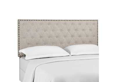 Image for Helena Beige Tufted Twin Upholstered Linen Fabric Headboard