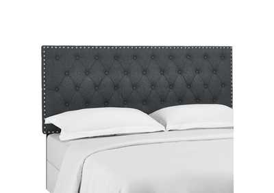 Image for Helena Gray Tufted Full / Queen Upholstered Linen Fabric Headboard