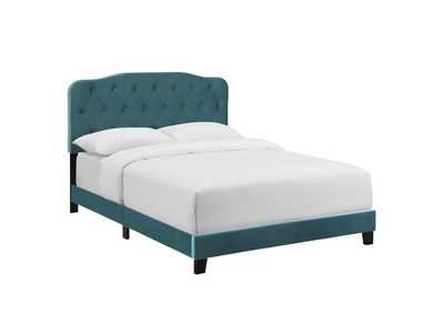 Image for Sea Blue Amelia Queen Performance Velvet Bed
