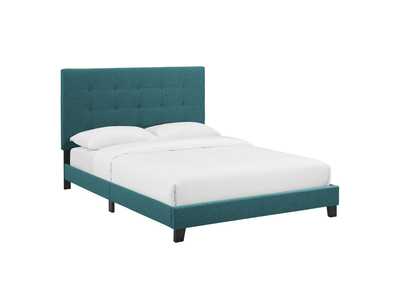 Image for Teal Melanie Queen Tufted Button Upholstered Fabric Platform Bed