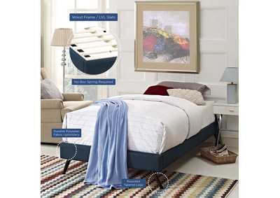 Image for Azure Loryn Twin Bed - Fabric Frame with Round Splayed Legs