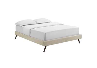 Image for Beige Loryn Queen Bed - Fabric Frame with Round Splayed Legs