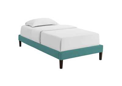 Image for Teal Tessie Twin Bed - Fabric Frame with Squared Tapered Legs