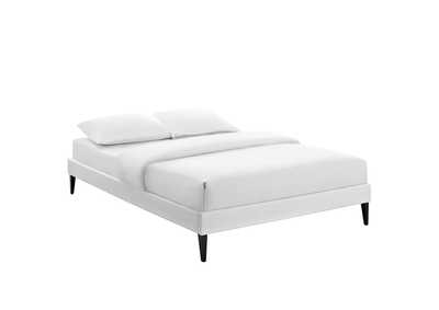 Image for White Tessie Queen Bed - Vinyl Frame with Squared Tapered Legs