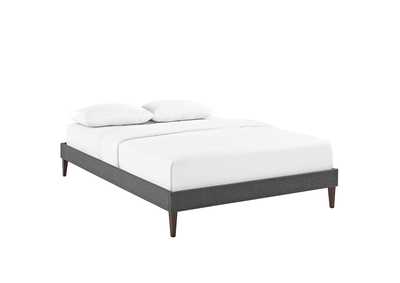 Image for Gray Tessie Queen Bed - Fabric Frame with Squared Tapered Legs