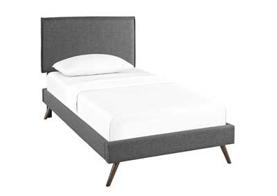 Image for Gray Amaris Platform Twin Bed - Fabric with Round Splayed Legs