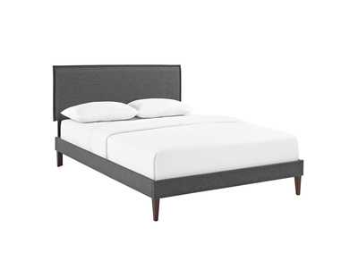 Image for Gray Amaris Platform Queen Bed - Fabric with Squared Tapered Legs