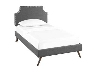 Image for Gray Corene Platform Twin Bed - Fabric with Round Splayed Legs