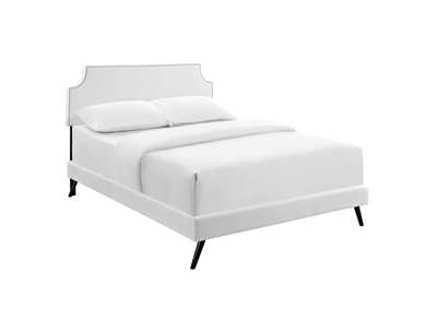 Image for White Corene Platform King Bed - Vinyl with Round Splayed Legs