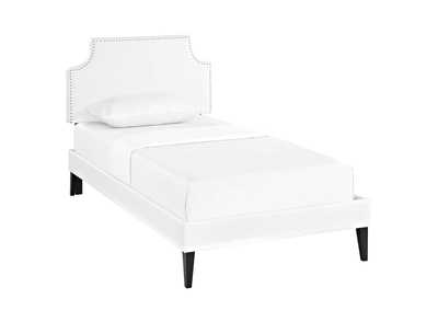 Image for White Corene Platform Twin Bed - Vinyl with Squared Tapered Legs