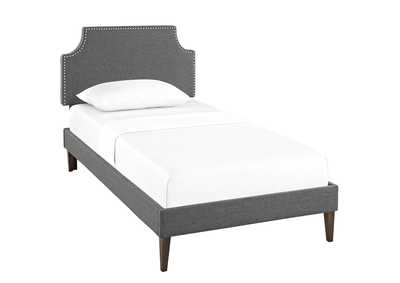 Image for Gray Corene Platform Twin Bed - Fabric with Squared Tapered Legs