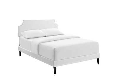 Image for White Corene Platform King Bed - Vinyl with Squared Tapered Legs