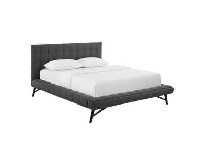 Image for Gray Julia Queen Biscuit Tufted Upholstered Fabric Platform Bed