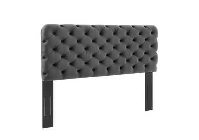 Image for Lizzy Charcoal Tufted Full/Queen Performance Velvet Headboard