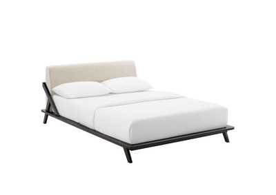 Image for Cappuccino Beige Luella Queen Upholstered Fabric Platform Bed