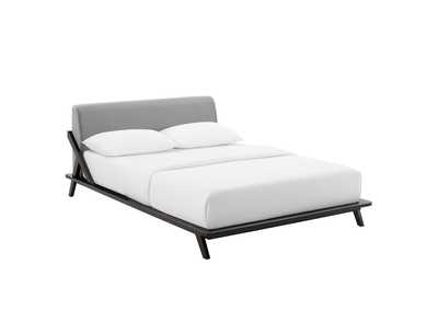 Image for Cappuccino Light Gray Luella Queen Upholstered Fabric Platform Bed