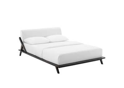 Image for Cappuccino White Luella Queen Upholstered Fabric Platform Bed