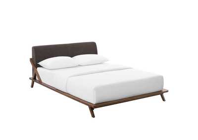 Image for Walnut Brown Luella Queen Upholstered Fabric Platform Bed