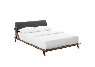 Image for Walnut Gray Luella Queen Upholstered Fabric Platform Bed