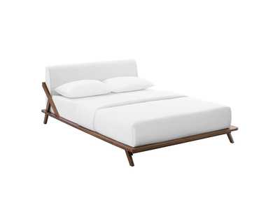 Image for Walnut White Luella Queen Upholstered Fabric Platform Bed