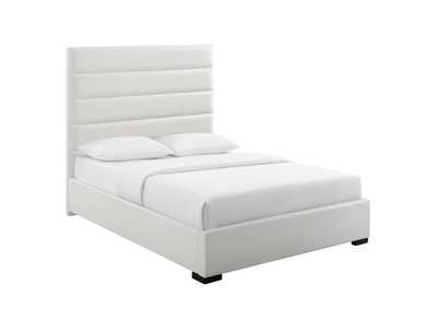 Image for White Genevieve Queen Faux Leather Platform Bed