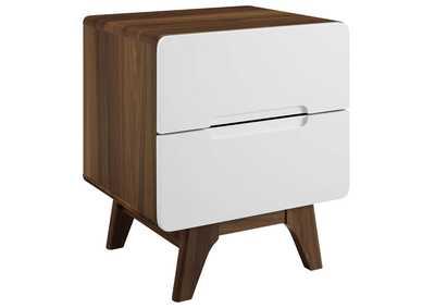 Image for Walnut White Origin Wood Nightstand or End Table