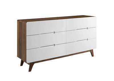 Image for Walnut White Origin Six-Drawer Wood Dresser or Display Stand