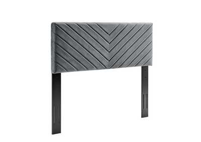Image for Alyson Charcoal Angular Channel Tufted Performance Velvet Full / Queen Headboard