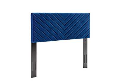 Image for Alyson Navy Angular Channel Tufted Performance Velvet Full / Queen Headboard