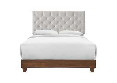 Image for Walnut Beige Rhiannon Diamond Tufted Upholstered Fabric Queen Bed