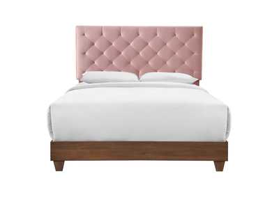 Image for Walnut Dusty Rose Rhiannon Diamond Tufted Upholstered Performance Velvet Queen Bed