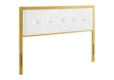 Image for Teagan Gold White Tufted Queen Performance Velvet Headboard