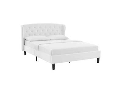 Image for White Penelope Tufted Wingback Queen Performance Velvet Platform Bed