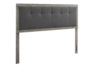 Image for Draper Gray Charcoal Tufted Full Fabric and Wood Headboard
